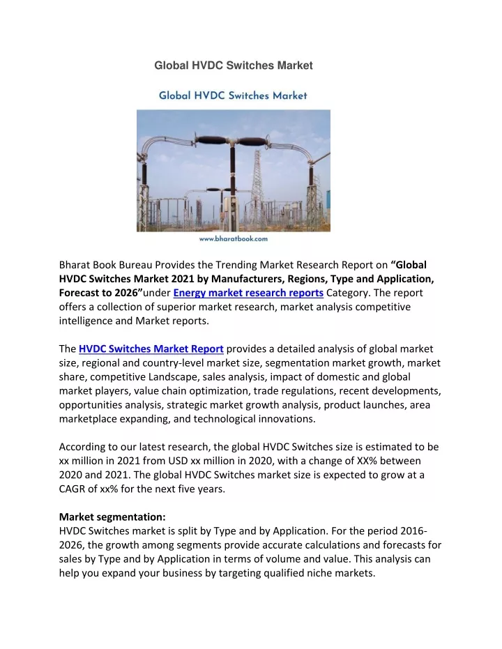 global hvdc switches market