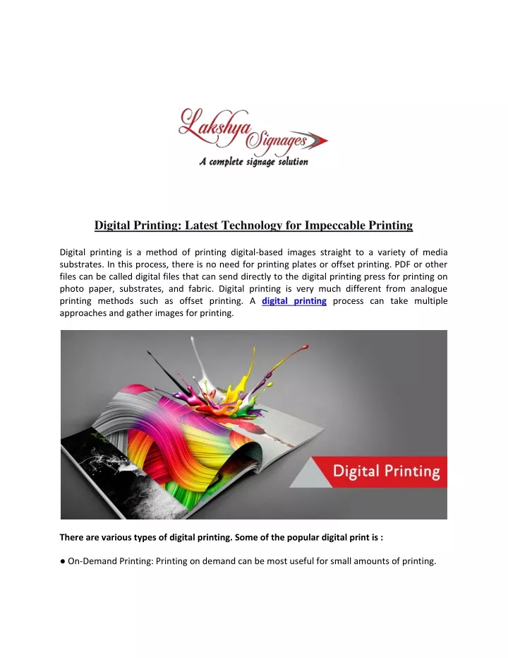 digital printing latest technology for impeccable