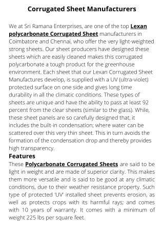 corrugated sheet manufacturers we at sri ramana