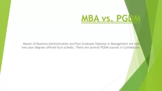 MBA vs PGDM (Business Schools in Coimbatore)