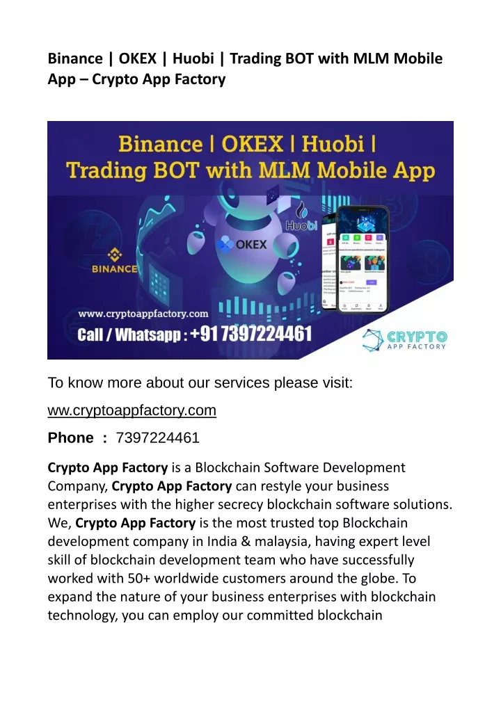 binance okex huobi trading bot with mlm mobile