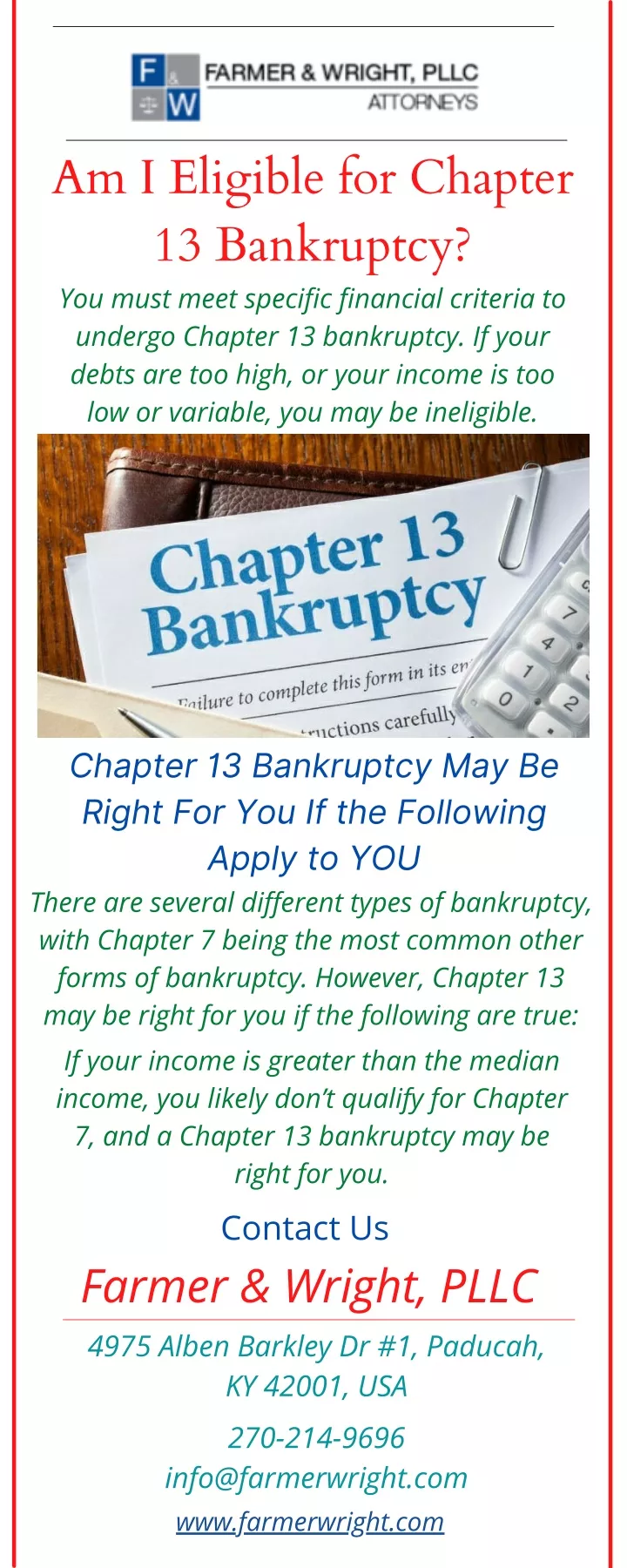 am i eligible for chapter 13 bankruptcy you must