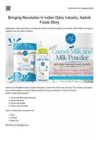 Bringing Revolution in Indian Dairy Industry: Aadvik Foods Story