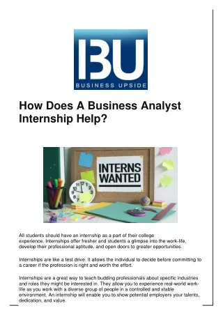 How Does A Business Analyst Internship Help?