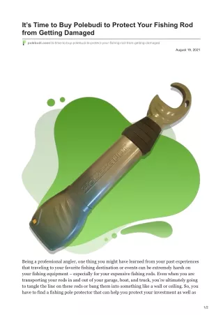 Its Time to Buy Polebudi to Protect Your Fishing Rod from Getting Damaged