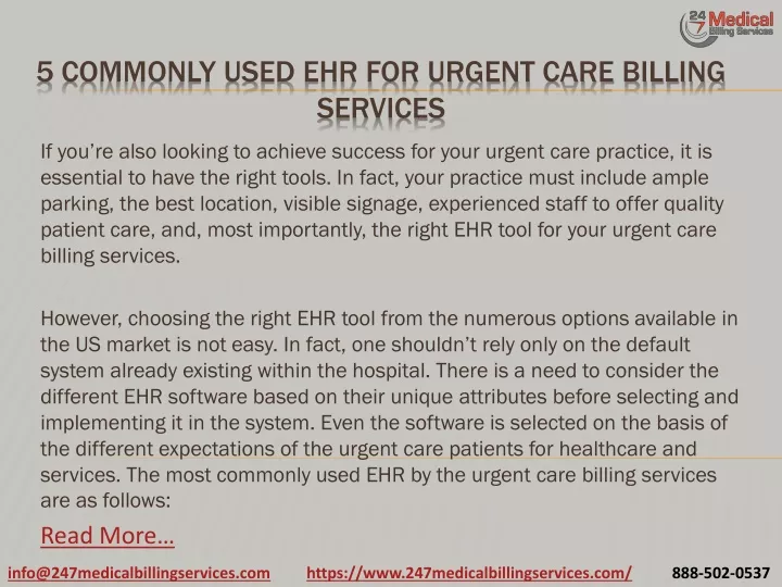 5 commonly used ehr for urgent care billing services