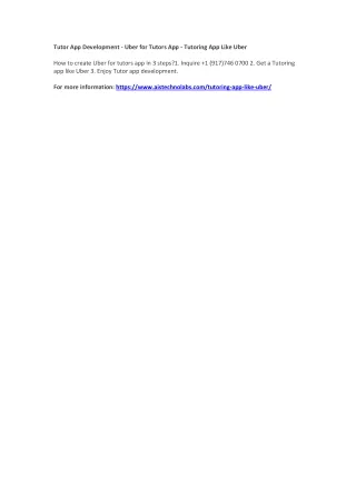 tutor app development uber for tutors