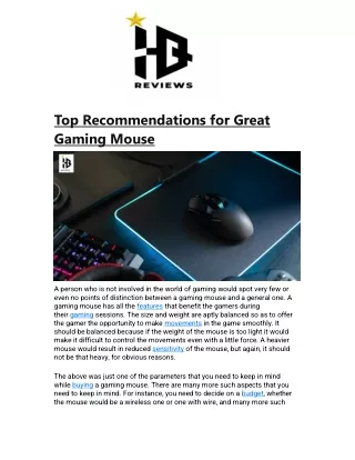 top recommendations for great gaming mouse