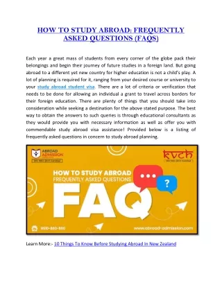 HOW TO STUDY ABROAD: FREQUENTLY ASKED QUESTIONS (FAQS)