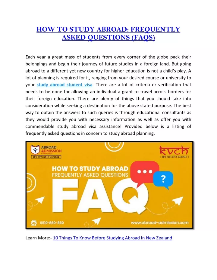 how to study abroad frequently asked questions
