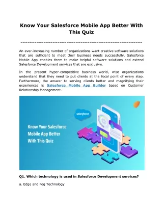 Know Your Salesforce Mobile App Better With This Quiz