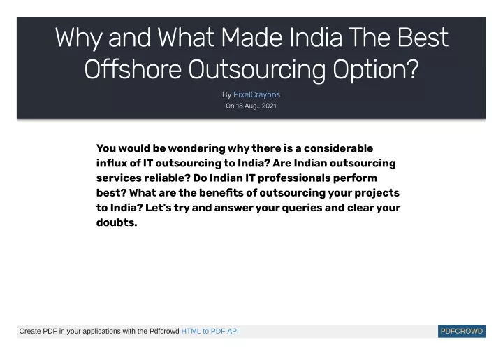 why and what made india the best offshore