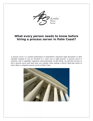 What every person needs to know before hiring a process server in Palm Coast