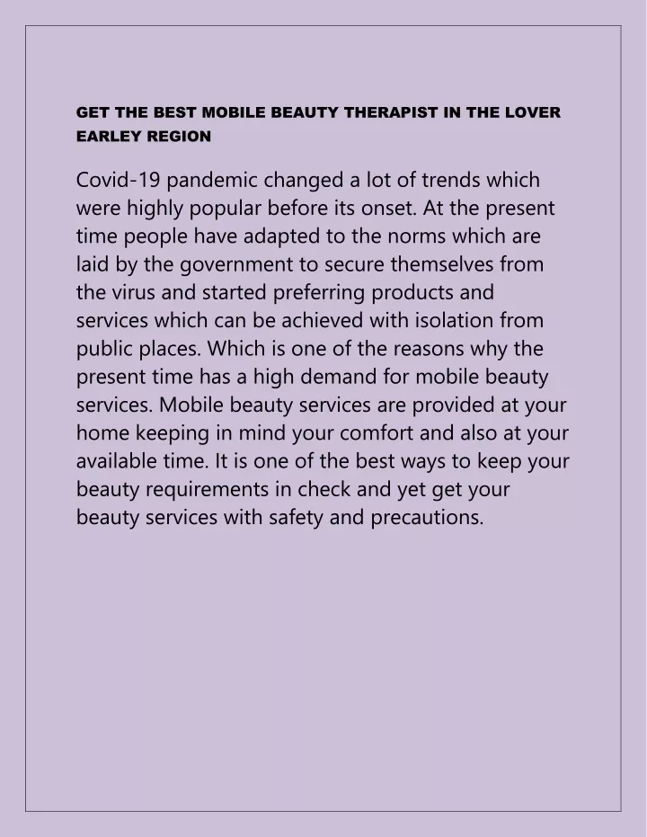 get the best mobile beauty therapist in the lover