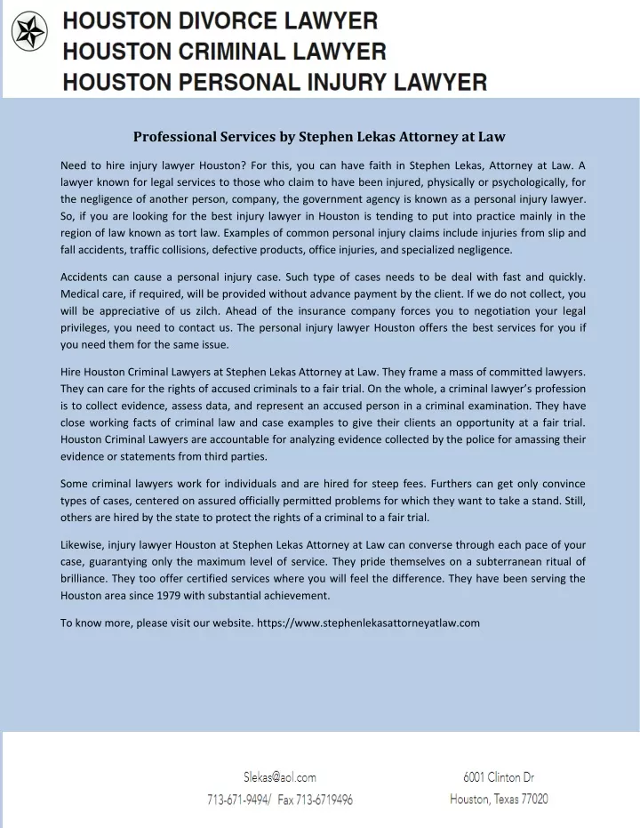 professional services by stephen lekas attorney