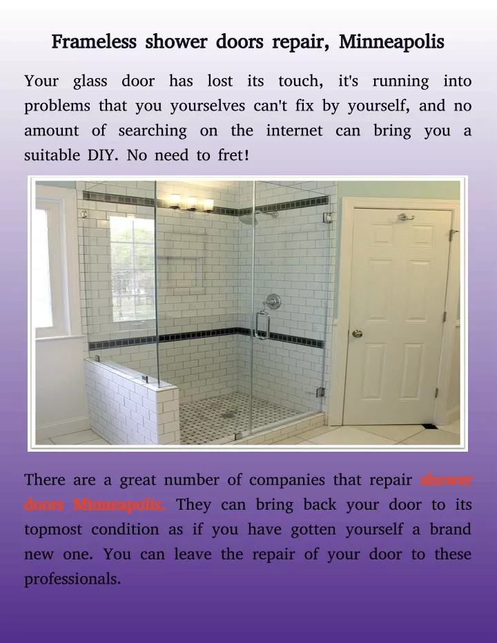 frameless shower doors repair minneapolis