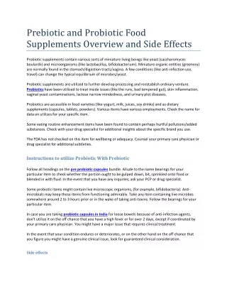 prebiotic and probiotic food supplements overview
