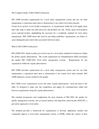 the complete guide of iso 22000 certification