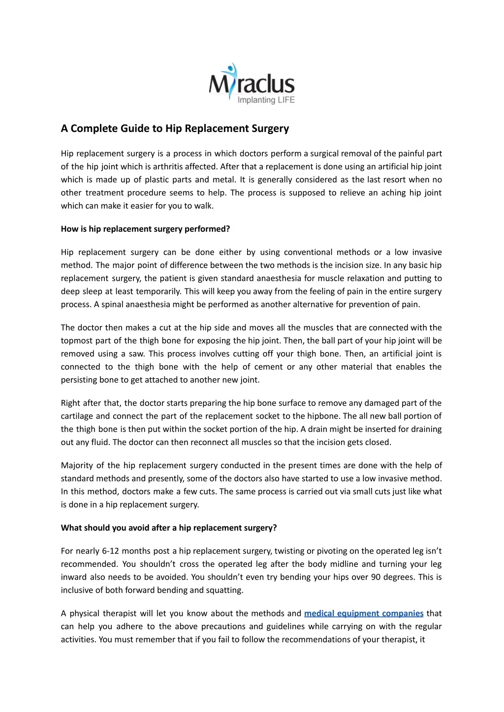 PPT - A Complete Guide to Hip Replacement Surgery | Miraclus PowerPoint ...