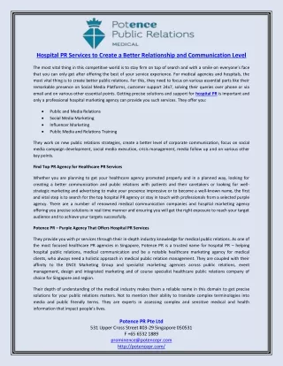 hospital pr services to create a better