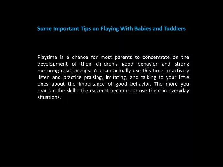 some important tips on playing with babies