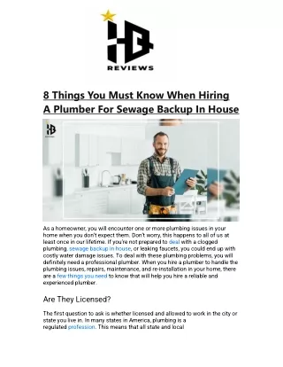 8 things you must know when hiring a plumber