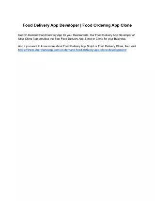 food delivery app developer food ordering
