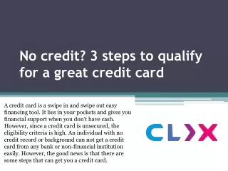 no credit 3 steps to qualify for a great credit card