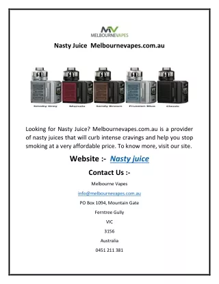 Nasty Juice  Melbournevapes.com