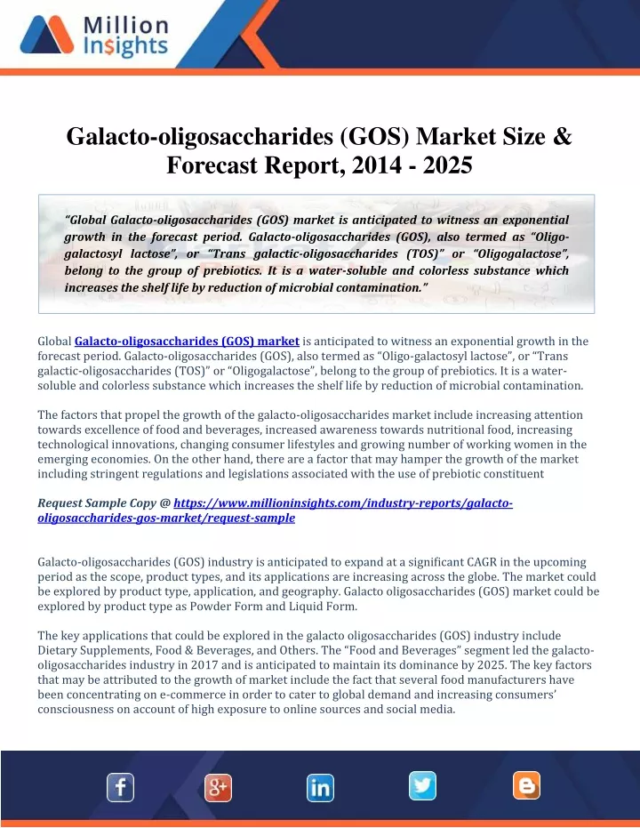 galacto oligosaccharides gos market size forecast