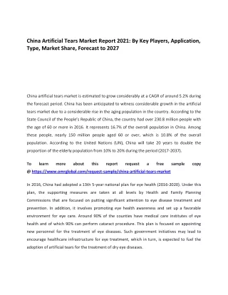 china artificial tears market report 2021