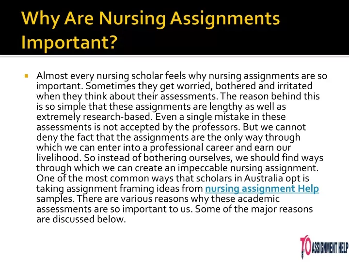 why do nurses have assignments