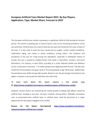 european artificial tears market report 2021