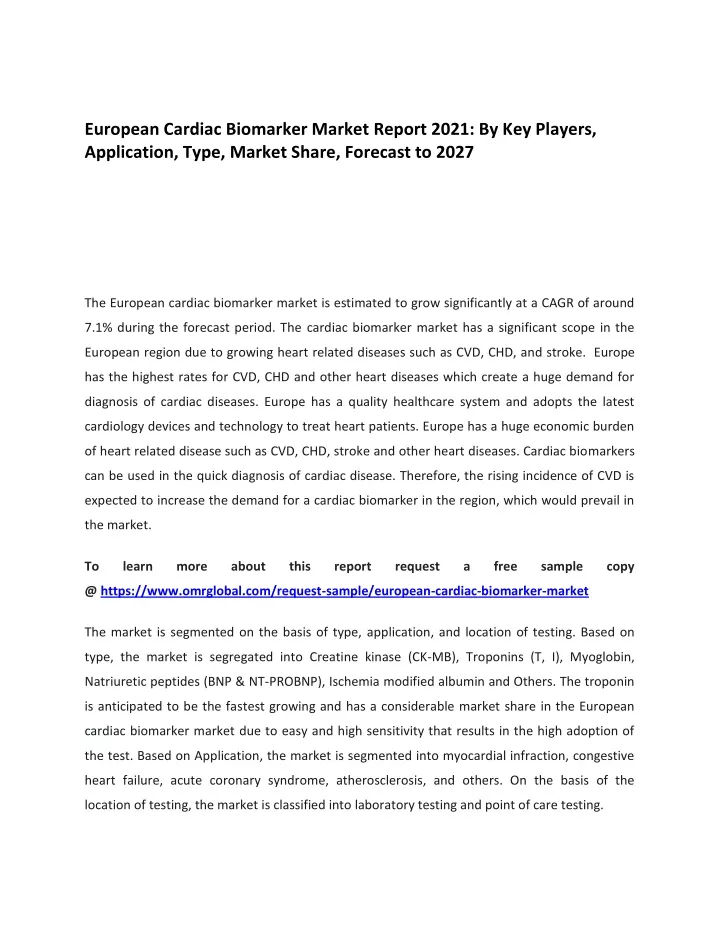 european cardiac biomarker market report 2021