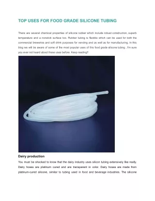 TOP USES FOR FOOD GRADE SILICONE TUBING