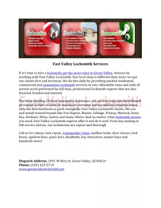 Fast Valley Locksmith Services