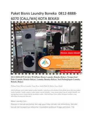 Paket Bisnis Laundry Boneka  0812-8888-6070 [CALL/WA] KOTA BEKASI