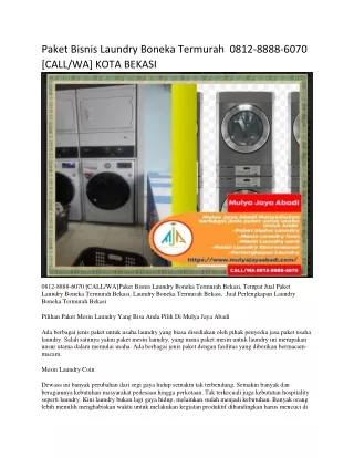 Paket Bisnis Laundry Boneka Termurah  0812-8888-6070 [CALL/WA] KOTA BEKASI