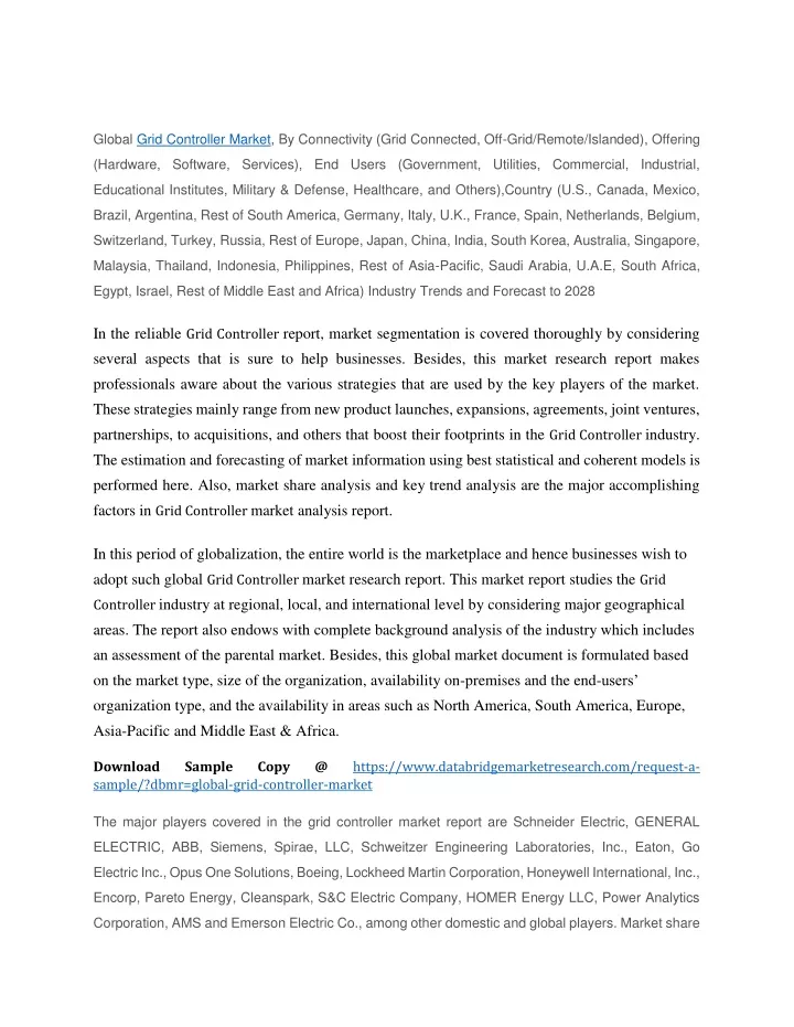 global grid controller market by connectivity