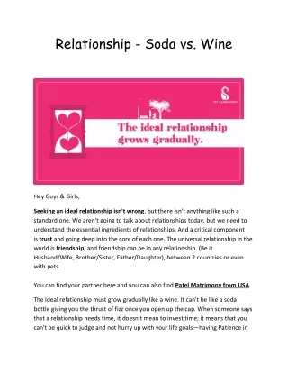 Relationship - Soda vs. Wine