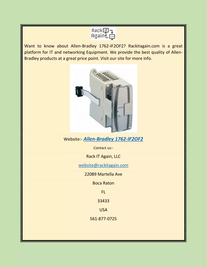 want to know about allen bradley 1762 if2of2