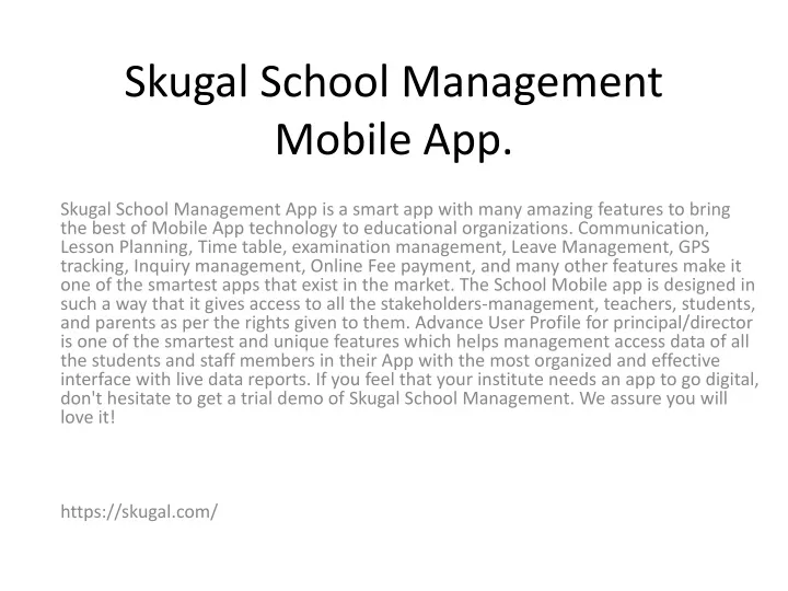 skugal school management mobile app