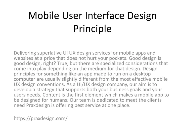 mobile user interface design principle