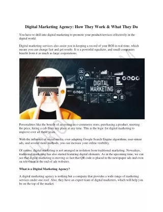 Digital Marketing Agency: How They Work & What They Do