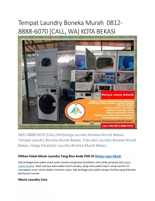 Tempat Laundry Boneka Murah  0812-8888-6070 [CALL/WA] KOTA BEKASI