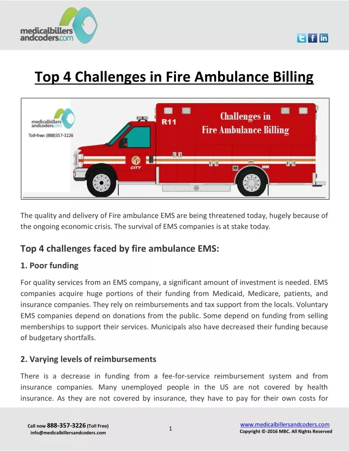 top 4 challenges in fire ambulance billing