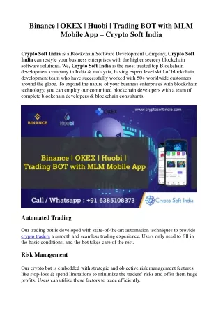 binance okex huobi trading bot with mlm mobile