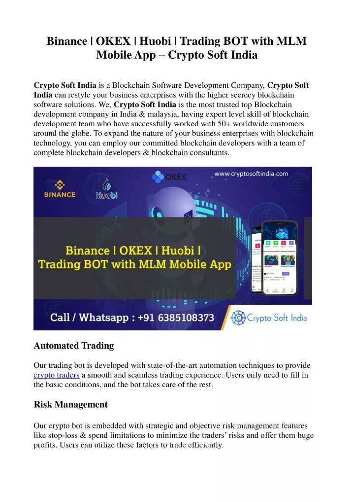 binance okex huobi trading bot with mlm mobile