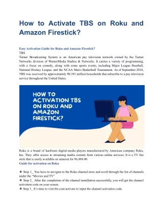 How to Activate TBS on Roku and Amazon Firestick_