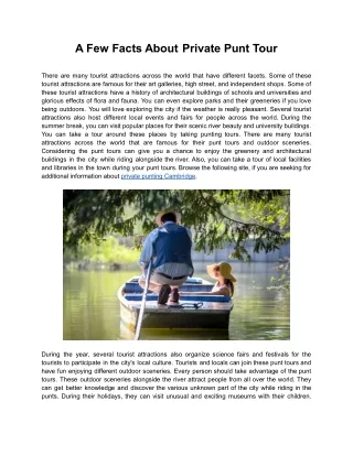 A Few Facts About Private Punt Tour